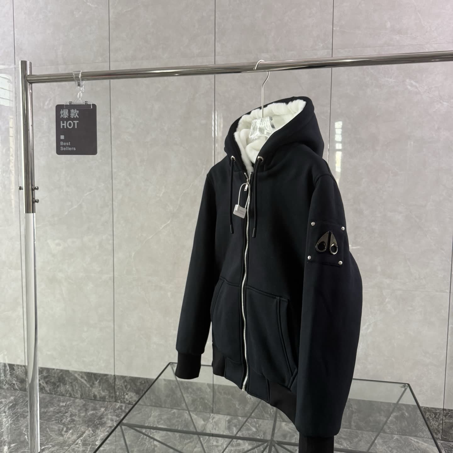 Moose Knuckles Shearling-Lined Zip Hoodie Moose Knuckles Shearling-Lined Zip Hoodie